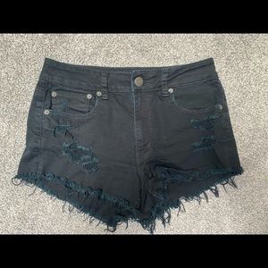 American Eagle Ripped Black Denim Shorts